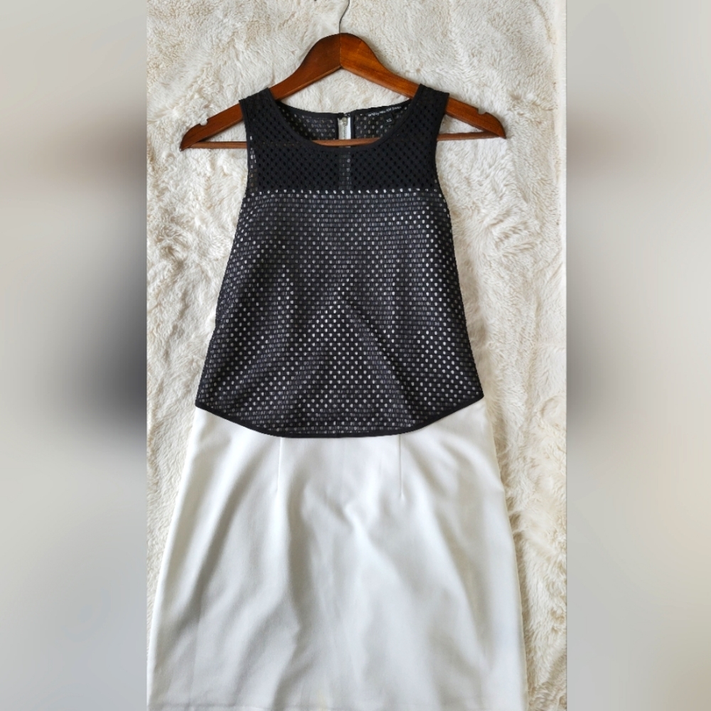 W118 by Walter Baker white & black mesh layered dress